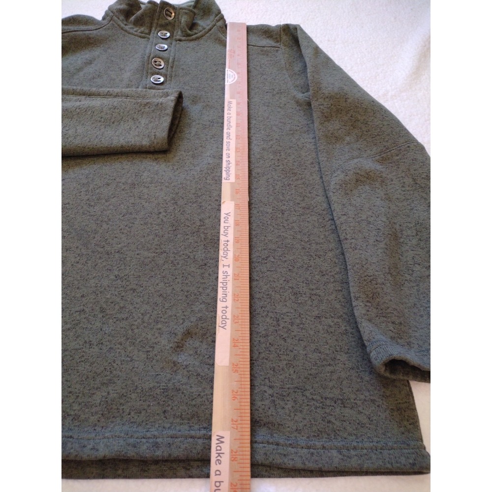Red Head Sweater Man's LT Green Knit Casual  Pullover Mock Neck Buttons - Picture 2 of 6